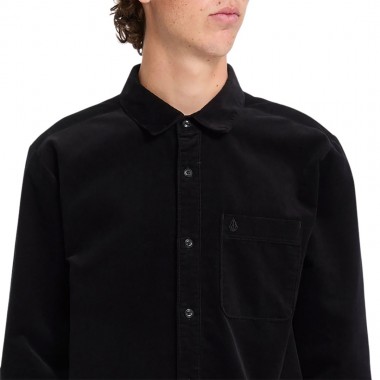VOLCOM ZANDER CORD LS SHIRT BLACK COMBO