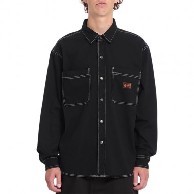 VOLCOM LEVELSTONE LS SHIRT BLACK WHITE