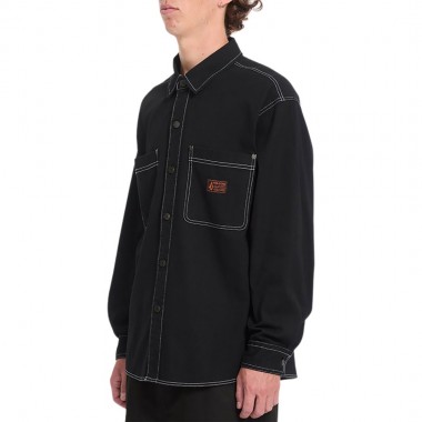 VOLCOM LEVELSTONE LS SHIRT BLACK WHITE