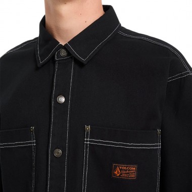 VOLCOM LEVELSTONE LS SHIRT BLACK WHITE