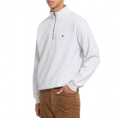 VOLCOM SINGLE STONE QUARTER ZIP SWEATSHIRT BONE HEATHER