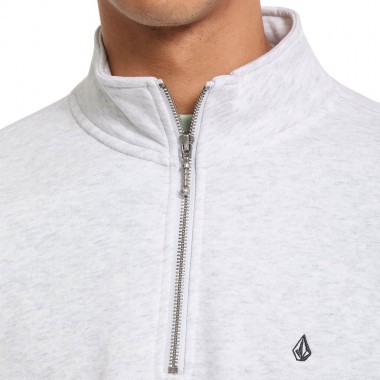 VOLCOM SINGLE STONE QUARTER ZIP SWEATSHIRT BONE HEATHER