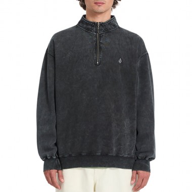 VOLCOM SINGLE STONE QUARTER ZIP SWEATSHIRT LIGHT ACID BLACK
