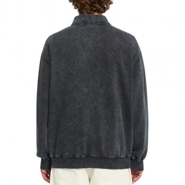 VOLCOM SINGLE STONE QUARTER ZIP SWEATSHIRT LIGHT ACID BLACK