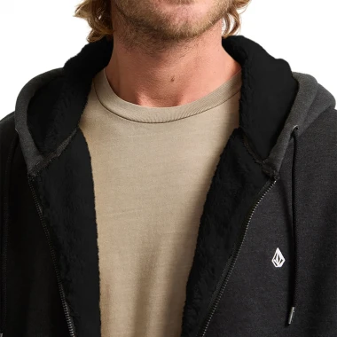VOLCOM SINGLE STONE LINED ZIP HOODIE HEATHER BLACK