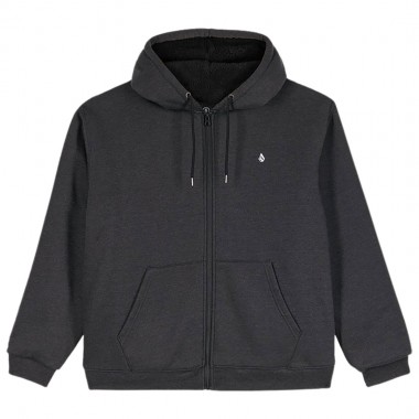 VOLCOM SINGLE STONE LINED ZIP HOODIE HEATHER BLACK