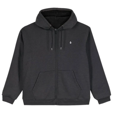 VOLCOM SINGLE STONE LINED ZIP HOODIE HEATHER BLACK