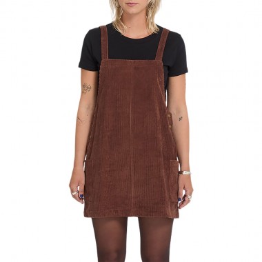 VOLCOM POWER CORDUROY DRESS TOBACCO BROWN