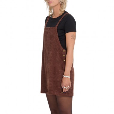 VOLCOM POWER CORDUROY DRESS TOBACCO BROWN