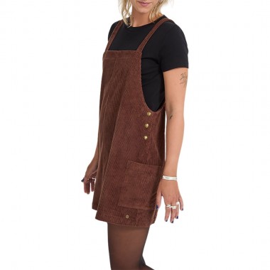 VOLCOM POWER CORDUROY DRESS TOBACCO BROWN