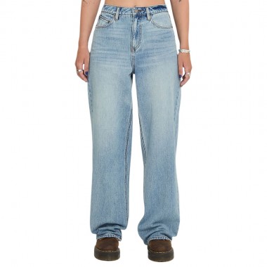 VOLCOM STONED BOYFRIEND HIRISE W DENIM PANTS DUSTY BLUE WASH