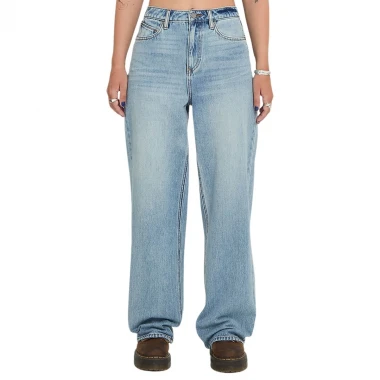 VOLCOM STONED BOYFRIEND HIRISE W DENIM PANTS DUSTY BLUE WASH