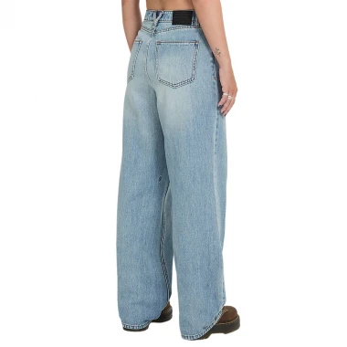 VOLCOM STONED BOYFRIEND HIRISE W DENIM PANTS DUSTY BLUE WASH
