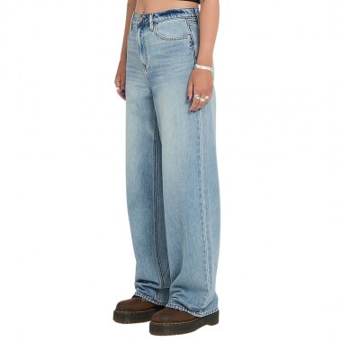VOLCOM STONED BOYFRIEND HIRISE W DENIM PANTS DUSTY BLUE WASH