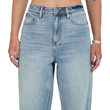 VOLCOM STONED BOYFRIEND HIRISE W DENIM PANTS DUSTY BLUE WASH