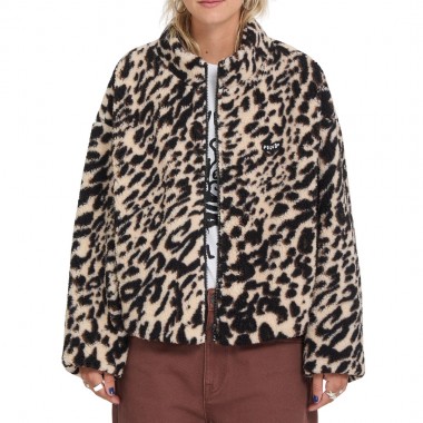 VOLCOM WYLDING OUT W SHERPA ZIP FLEECE ANIMAL PRINT