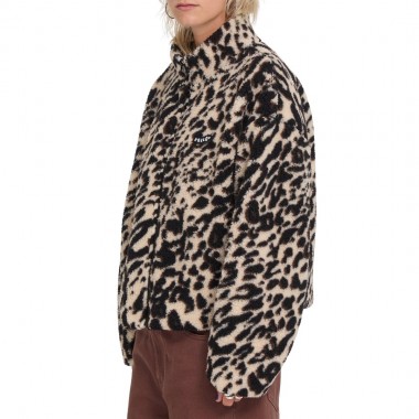 VOLCOM WYLDING OUT W SHERPA ZIP FLEECE ANIMAL PRINT
