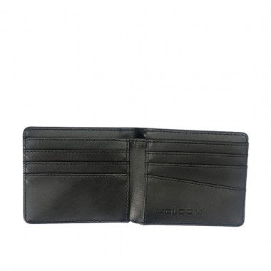 VOLCOM SINGLE STONE BI-FOLD LEATHER WALLET BLACK