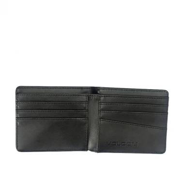 VOLCOM SINGLE STONE BI-FOLD LEATHER WALLET BLACK