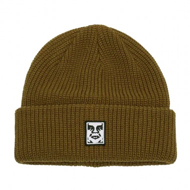 OBEY MID ICON PATCH CUFF BEANIE DULL ARMY