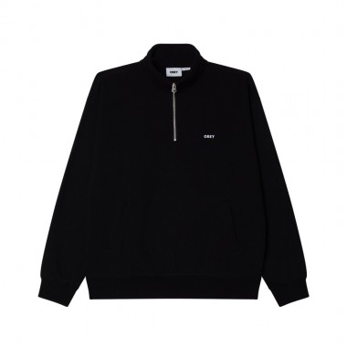 OBEY EST. WORKS BOLD Q-ZIP MOCKNECK SWEATSHIRT BLACK