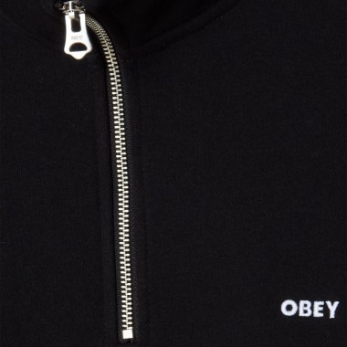 OBEY EST. WORKS BOLD Q-ZIP MOCKNECK SWEATSHIRT BLACK