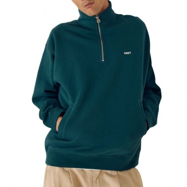 OBEY EST. WORKS BOLD Q-ZIP MOCKNECK SWEATSHIRT GREEN GABLES