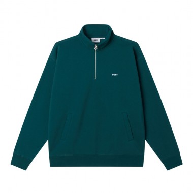 OBEY EST. WORKS BOLD Q-ZIP MOCKNECK SWEATSHIRT GREEN GABLES