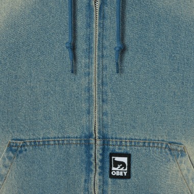 OBEY GLEN ZIP UP JACKET INDIGO ARCHIVE WASH