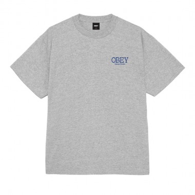 OBEY LUCKY CAT TEE HEATHER GREY