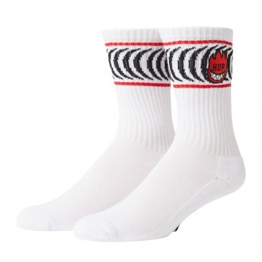 HUF X SPITFIRE SPIRAL SOCKS WHITE