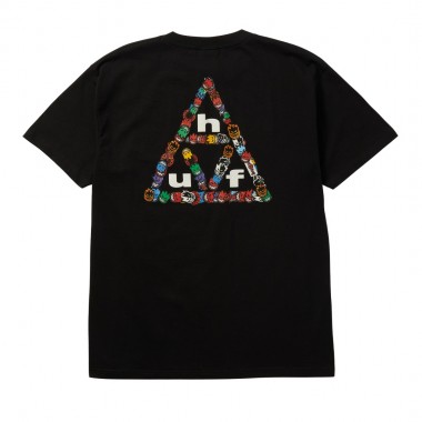 HUF X SPITFIRE STICKER TRIPLE TRIANGLE TEE BLACK