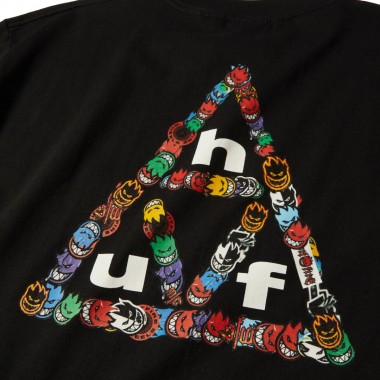 HUF X SPITFIRE STICKER TRIPLE TRIANGLE TEE BLACK