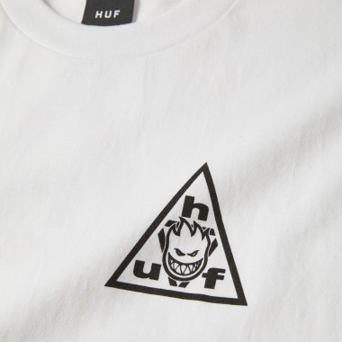 HUF X SPITFIRE STICKER TRIPLE TRIANGLE TEE WHITE