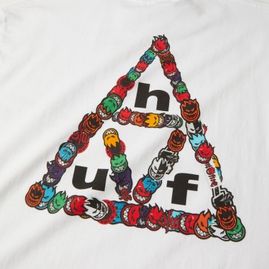 HUF X SPITFIRE STICKER TRIPLE TRIANGLE TEE WHITE