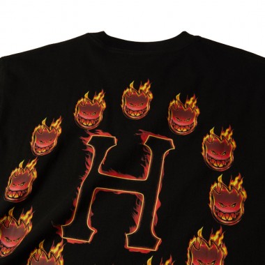 HUF X SPITFIRE FLAME GALAXIES TEE BLACK