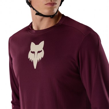FOX RANGER FOX HEAD LS JERSEY DARK MAROON