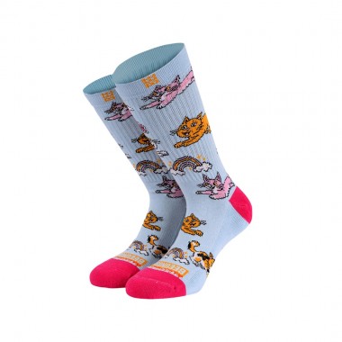 BEE UNUSUAL A FLUFFY CAT HT PREMIUM SOCKS L. BLUE