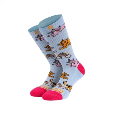 BEE UNUSUAL A FLUFFY CAT HT PREMIUM SOCKS L. BLUE