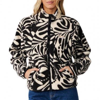 RIP CURL PARTY WAVE ALLOVER ZIP POLAR FLEECE BLACK/WHITE