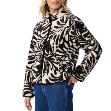 RIP CURL PARTY WAVE ALLOVER ZIP POLAR FLEECE BLACK/WHITE