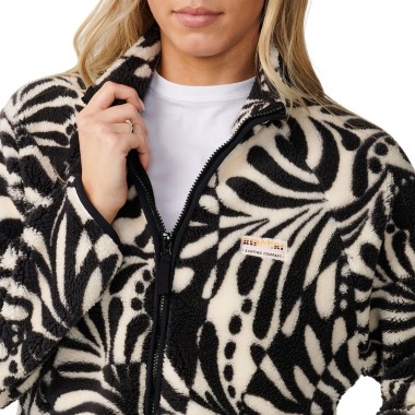 RIP CURL PARTY WAVE ALLOVER ZIP POLAR FLEECE BLACK/WHITE