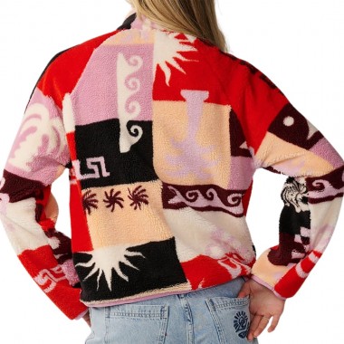 RIP CURL PARTY WAVE ALLOVER ZIP POLAR FLEECE MULTI