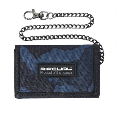 RIP CURL SESSIONS CHAIN TRI-FOLD SURF WALLET BLACK/NAVY