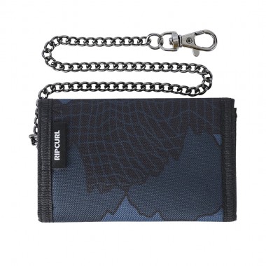 RIP CURL SESSIONS CHAIN TRI-FOLD SURF WALLET BLACK/NAVY