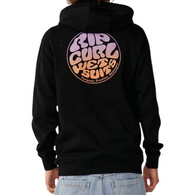 RIP CURL WETTIE PASSAGE ICON ZIP HOODIE BLACK