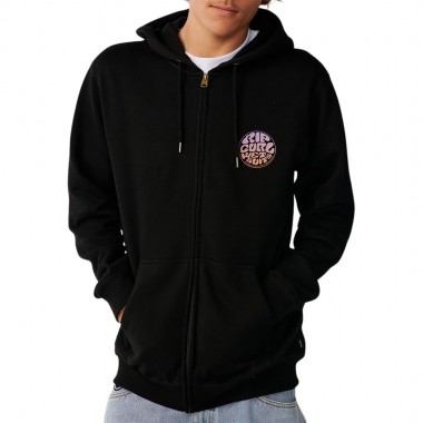 RIP CURL WETTIE PASSAGE ICON ZIP HOODIE BLACK