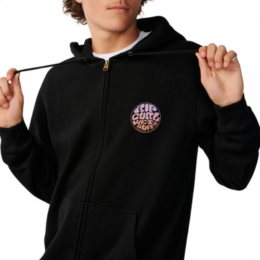 RIP CURL WETTIE PASSAGE ICON ZIP HOODIE BLACK