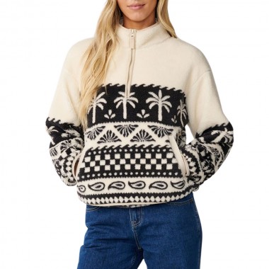 RIP CURL BOSSA NOVA W 1/4 ZIP POLAR FLEECE BLACK/WHITE