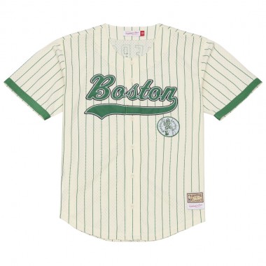 MITCHELL & NESS NBA CELTICS PIERCE MESH BUTTON FRONT TEE CREAM